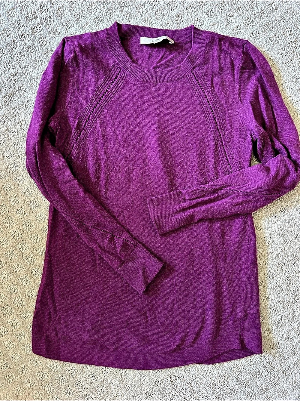 LOFT Purple Crew Neck Sweater Extra Small